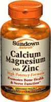 Calcium Magnesium  et Zinc 100 caps  , Sundown