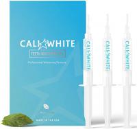 CALI WHITE TEETH WHITENING GEL REFILLS 35 CARBAMIDE PEROXIDE NATURAL VEGAN ORGANIC WHITENER FOR SENSITIVE TOOTH BLEACH GELS MADE IN USA 3X 5ML SYRINGES USE WITH UV OR LED LIGHT and TRAYS