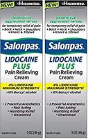 Salonpas LIDOCAINE PLUS 3 oz Pain Relieving Cream Maximum Strength 4 percent Lidocaine for Numbing Pain Relief 2 PACK